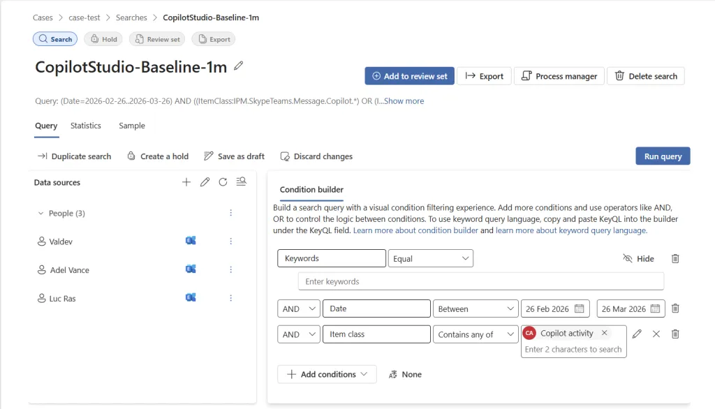 screenshot of eDiscovery for AI in Purview